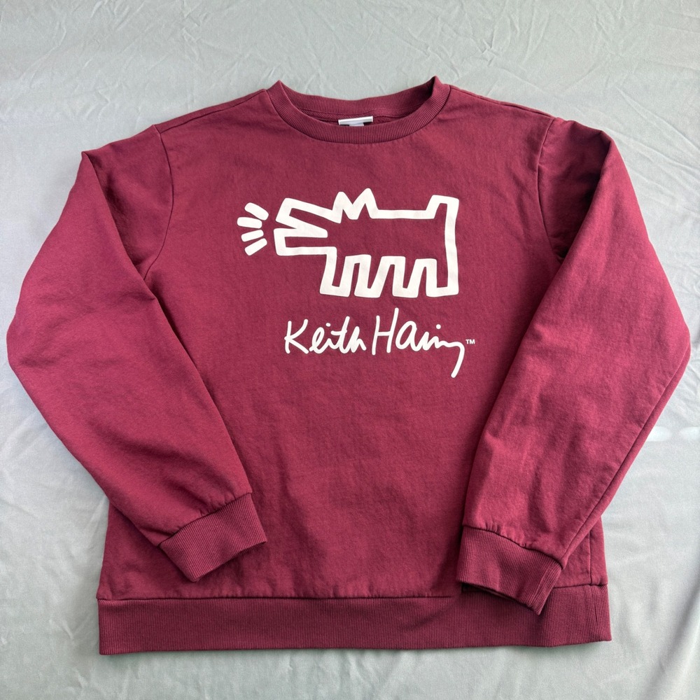 Keith‎ Haring Barking Dog Sweatshirt Women Small Burgundy